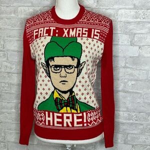 The office red FACT: X-MAS IS HERE Dwight Christmas sweater size S